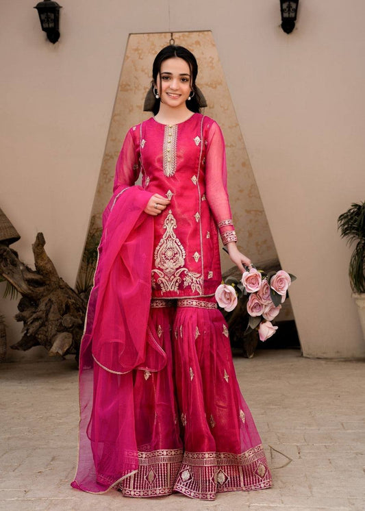 Pretty Sequence Work Pink Color Palazzo Suit
