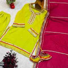 Function Wear Embroidery Work Green Color Sharara Suit Function Wear Embroidery Work Green Color Sharara Suit