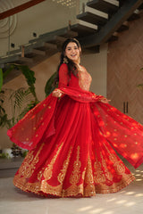 Traditional Wear Embroidered work Red Color Gown Traditional Wear Embroidered work Red Color Gown