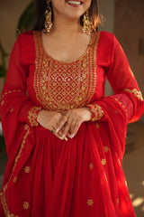 Traditional Wear Embroidered work Red Color Gown Traditional Wear Embroidered work Red Color Gown
