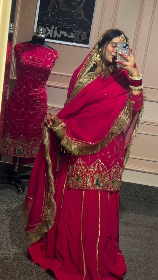 Glimmering Heavy Work Pink Color Top With Lehenga Choli