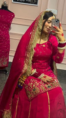 Glimmering Heavy Work Pink Color Top With Lehenga Choli Glimmering Heavy Work Pink Color Top With Lehenga Choli