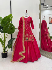 Glimmering Heavy Work Pink Color Top With Lehenga Choli Glimmering Heavy Work Pink Color Top With Lehenga Choli