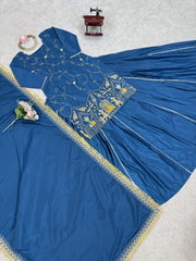 Glimmering Heavy Work Navy Blue Color Top With Lehenga Choli Glimmering Heavy Work Navy Blue Color Top With Lehenga Choli