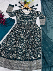 Occasion Wear Heavy Work Green Color Anarkali Gown Occasion Wear Heavy Work Green Color Anarkali Gown