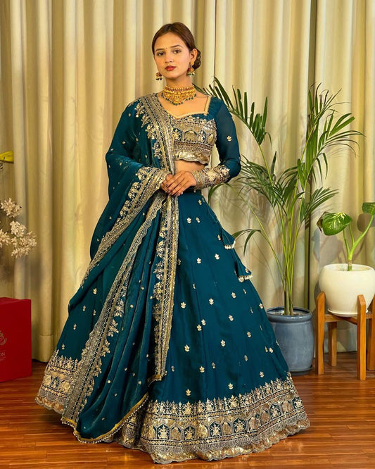 Marriage Special Heavy Work Blue Color Lehenga Choli