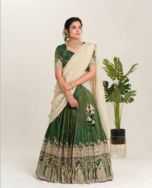 Marriage Special Heavy Work Green Color Lehenga Choli