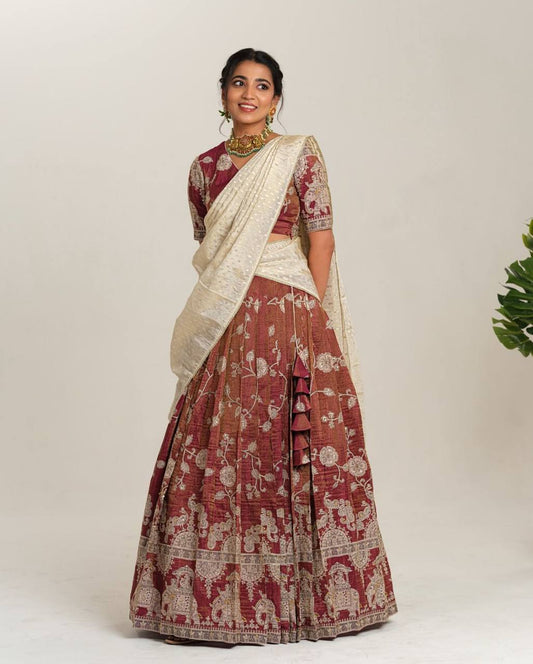 Marriage Special Heavy Work Marron Color Lehenga Choli