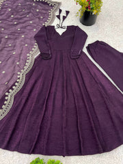 Adorable Fandy Silk Wine Color Anarkali Gown Adorable Fandy Silk Wine Color Anarkali Gown