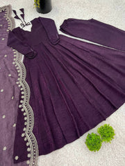 Adorable Fandy Silk Wine Color Anarkali Gown Adorable Fandy Silk Wine Color Anarkali Gown