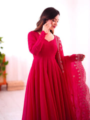 Adorable Fandy Silk Pink Color Anarkali Gown Adorable Fandy Silk Pink Color Anarkali Gown