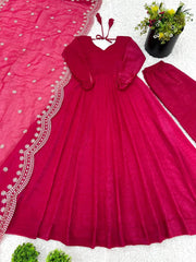 Adorable Fandy Silk Pink Color Anarkali Gown Adorable Fandy Silk Pink Color Anarkali Gown