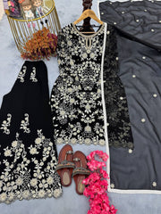 Classic Georgette Black Color Sharara Suit Classic Georgette Black Color Sharara Suit