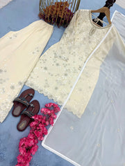 Classic Georgette White Color Sharara Suit Classic Georgette White Color Sharara Suit