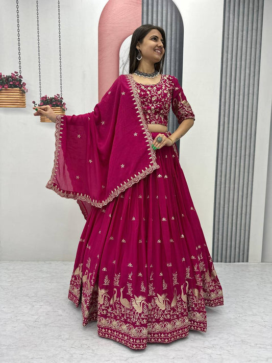 Occasion Wear Embroidery Work Pink Color Lehenga Choli