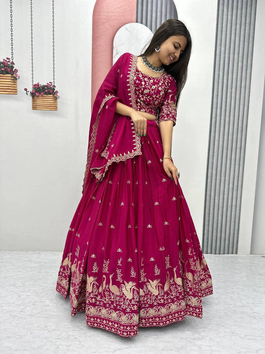 Occasion Wear Embroidery Work Pink Color Lehenga Choli