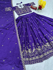 Occasion Wear Embroidery Work Navy Blue Color Lehenga Choli Occasion Wear Embroidery Work Navy Blue Color Lehenga Choli