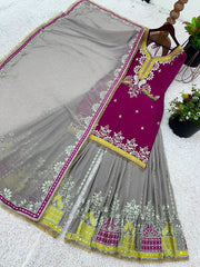 Beautiful Sequence Work Pink Color Sharara Suit Beautiful Sequence Work Pink Color Sharara Suit