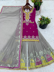 Beautiful Sequence Work Pink Color Sharara Suit Beautiful Sequence Work Pink Color Sharara Suit