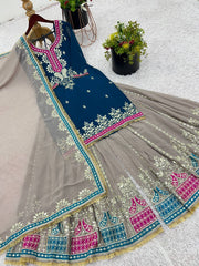 Beautiful Sequence Work Navy Blue Color Sharara Suit Beautiful Sequence Work Navy Blue Color Sharara Suit