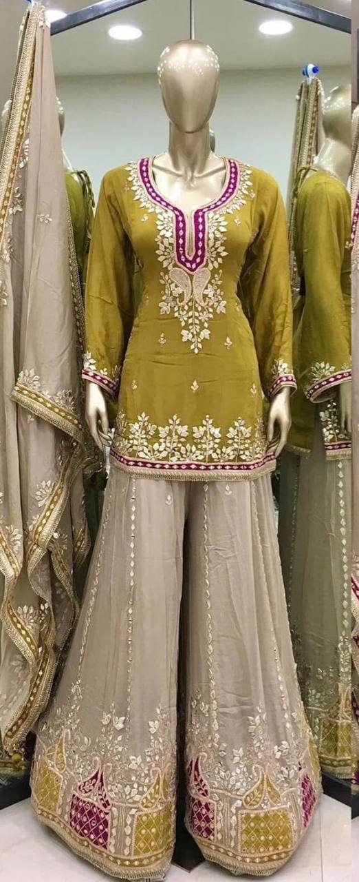 Beautiful Sequence Work Mustard Color Sharara Suit