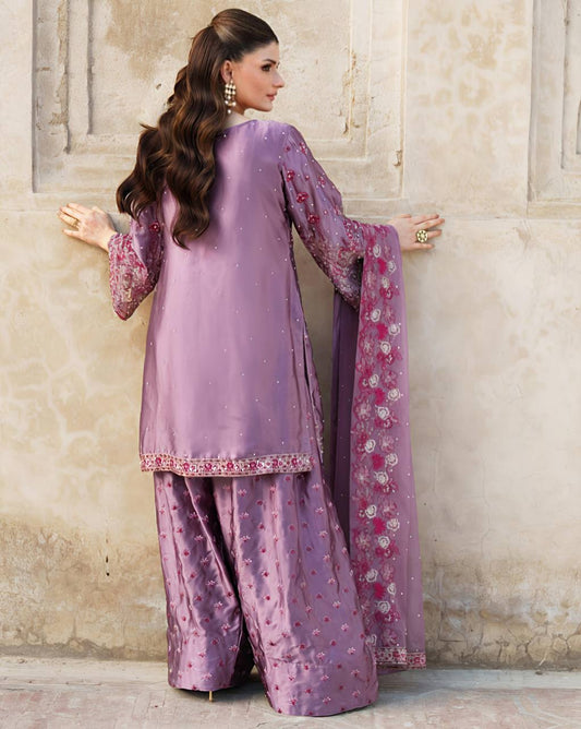 Outstanding Sequence Work Lavender Color Sharara Suit