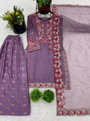 Outstanding Sequence Work Lavender Color Sharara Suit Outstanding Sequence Work Lavender Color Sharara Suit