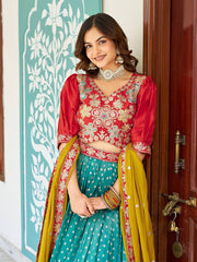 Traditional Wear Embroidery Work Rama Color Lehenga Choli Traditional Wear Embroidery Work Rama Color Lehenga Choli