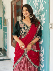 Traditional Wear Embroidery Work Peach Color Lehenga Choli Traditional Wear Embroidery Work Peach Color Lehenga Choli