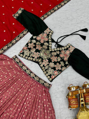 Traditional Wear Embroidery Work Peach Color Lehenga Choli Traditional Wear Embroidery Work Peach Color Lehenga Choli