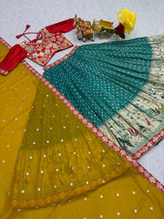 Traditional Wear Embroidery Work Rama Color Lehenga Choli Traditional Wear Embroidery Work Rama Color Lehenga Choli