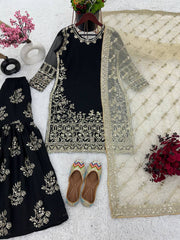 Designer Heavy Work Black Color Sharara Suit Designer Heavy Work Black Color Sharara Suit