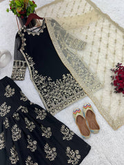 Designer Heavy Work Black Color Sharara Suit Designer Heavy Work Black Color Sharara Suit