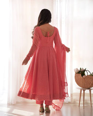 Awesome Sequence Work Peach Color Anarkali Suit Awesome Sequence Work Peach Color Anarkali Suit