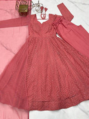 Awesome Sequence Work Peach Color Anarkali Suit Awesome Sequence Work Peach Color Anarkali Suit