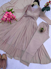 Precious Embroidery Work Light Pink Color Gown Precious Embroidery Work Light Pink Color Gown