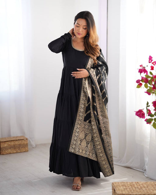 Festive Wear Black Color Anarkali Gown