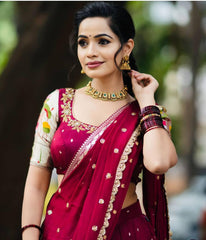 Casual Wear Sequence Work Red Color Lehenga Choli Casual Wear Sequence Work Red Color Lehenga Choli