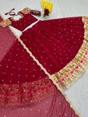 Casual Wear Sequence Work Red Color Lehenga Choli Casual Wear Sequence Work Red Color Lehenga Choli
