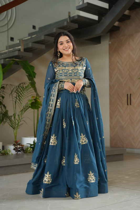 Function Wear Embroidery Work Rama Color Gown