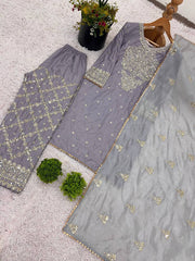 Wonderful Embroidery Work Lavender Color Sharara Suit Wonderful Embroidery Work Lavender Color Sharara Suit