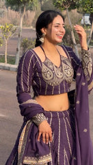 Outstanding Embroidery Work Lavender Color Lehenga Choli Outstanding Embroidery Work Lavender Color Lehenga Choli