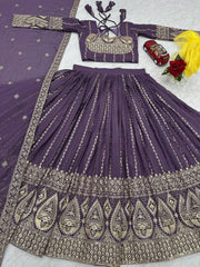 Outstanding Embroidery Work Lavender Color Lehenga Choli Outstanding Embroidery Work Lavender Color Lehenga Choli