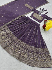Outstanding Embroidery Work Lavender Color Lehenga Choli Outstanding Embroidery Work Lavender Color Lehenga Choli