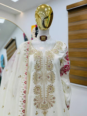 Traditional Wear Heavy Work White Color Sharara Suit Traditional Wear Heavy Work White Color Sharara Suit