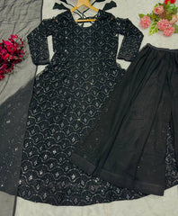 Festive Wear Embroidery Work Black Color Gown Festive Wear Embroidery Work Black Color Gown