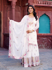 Fantastic Sequence Work White Color Sharara Suit Fantastic Sequence Work White Color Sharara Suit