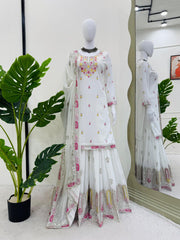 Fantastic Sequence Work White Color Sharara Suit Fantastic Sequence Work White Color Sharara Suit