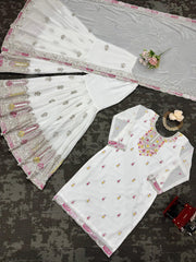 Fantastic Sequence Work White Color Sharara Suit Fantastic Sequence Work White Color Sharara Suit