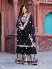 Fantastic Sequence Work Black Color Sharara Suit Fantastic Sequence Work Black Color Sharara Suit